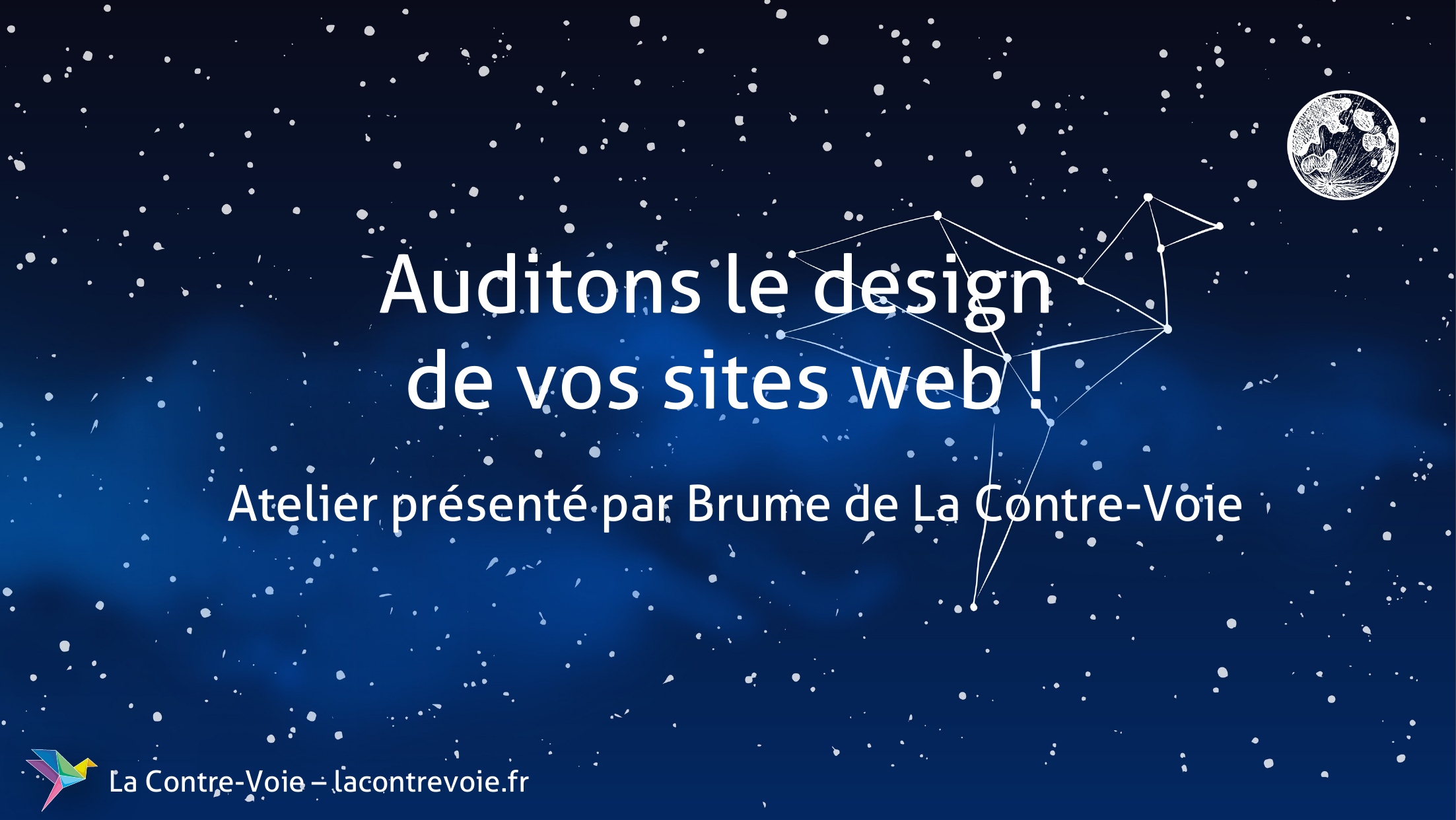 Première diapositive de l'atelier « Auditons le design de vos sites web ! »