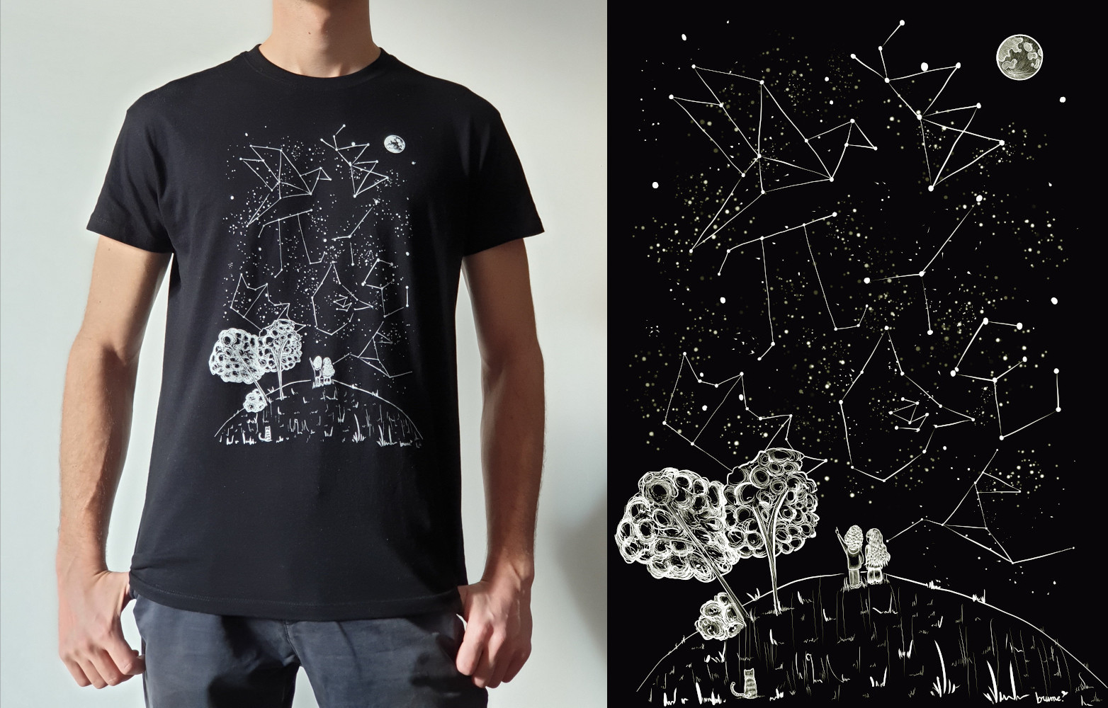 T-shirt Constellations et illustration