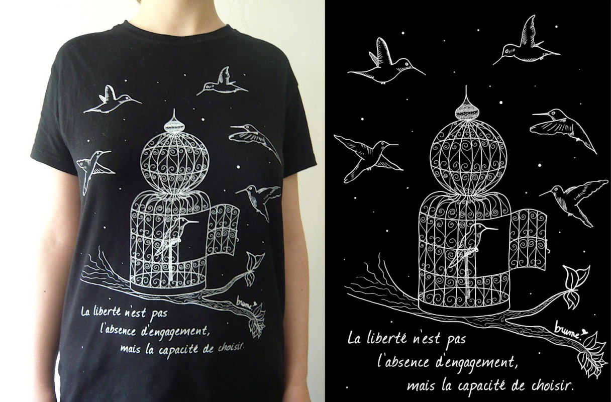 T-shirt Oiseaux et illustration